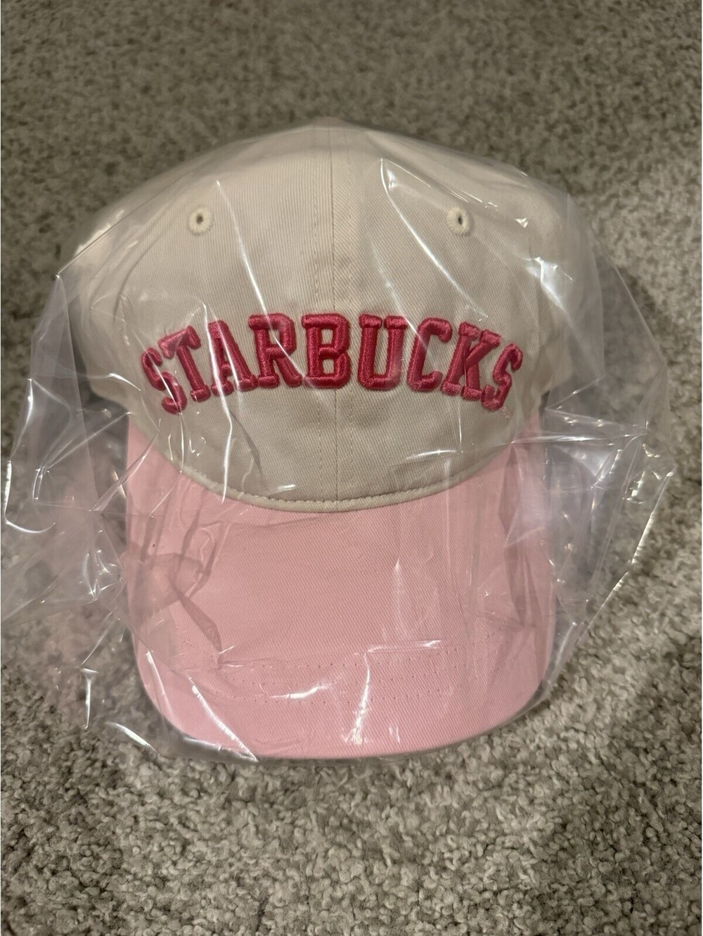 NEW 2026 Starbucks Baseball Cap: Beige/Pink with Embroidered Logo